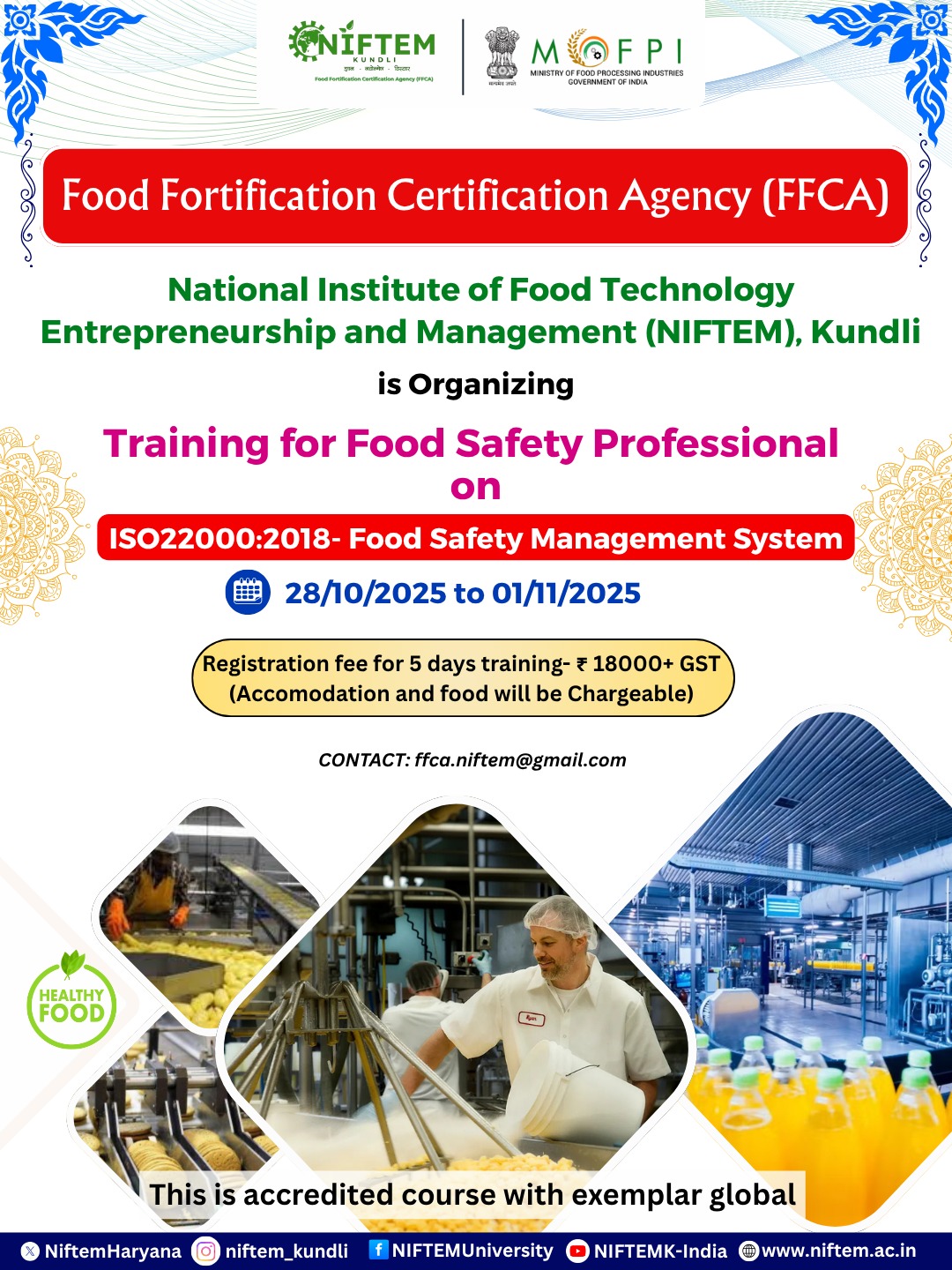 Training For Food Safety Professionals, on IS22000-2018